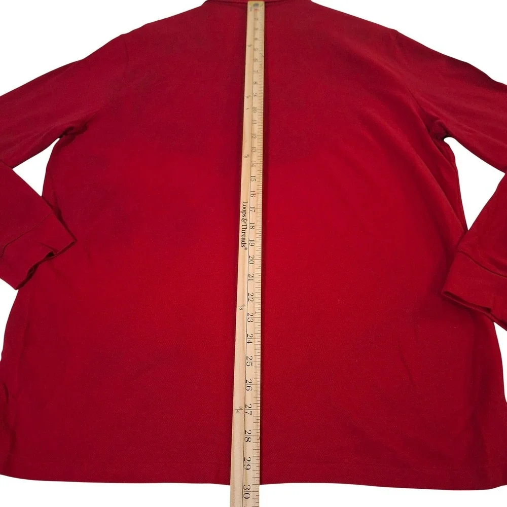 Polo Ralph Lauren Mens Long Sleeve Triple Pony Polo Shirt Red Classic Fit L